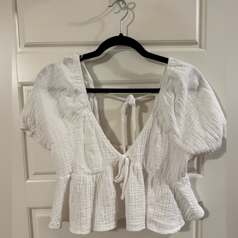 White Textured Women's Top